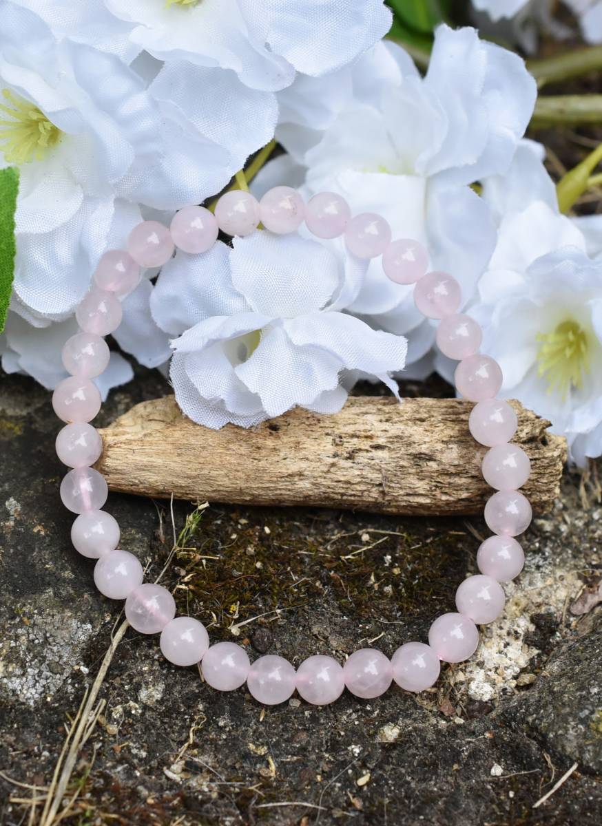 Bracelet perles de quartz rose