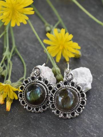 Boucles d'oreilles labradorite et argent 925 favorisant la protection