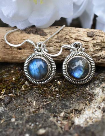 Boucles d'oreilles labradorite et argent 925 favorisant la protection