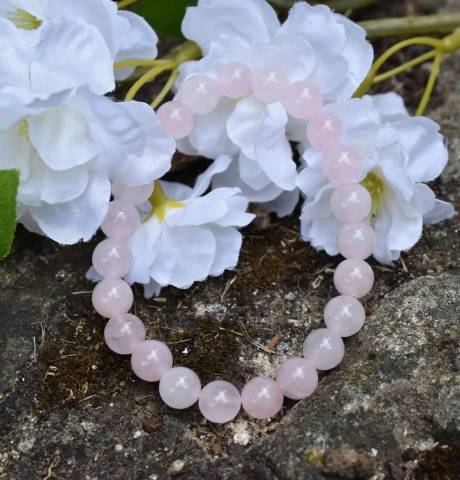 Bracelet quartz rose perles de 8mm  favorisant l'apaisement