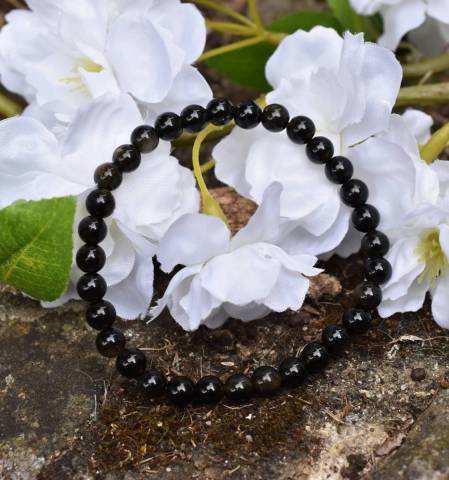 Bracelet obsidienne oeil celeste perles de 6mm favorisant la protection et libration motionnelle