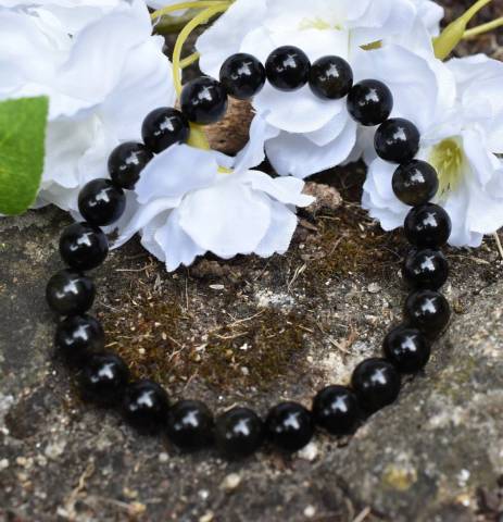 Bracelet obsidienne dor perles de 8mm favorisant la protection et libration motionnelle