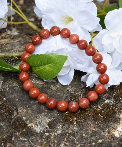 Bracelet jaspe rouge perles de 8mm Favorisant la stabilit et la force