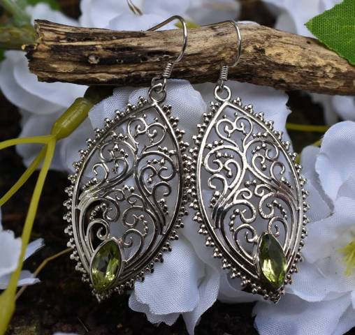 Boucles d'oreilles pridot et argent 925