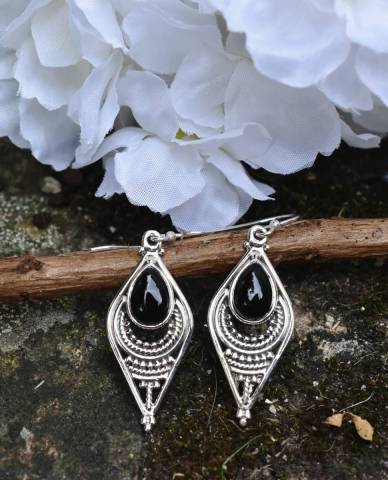 Boucles d'oreilles onyx et argent 925