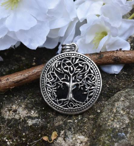 Pendentif arbre de vie onyx et argent 925