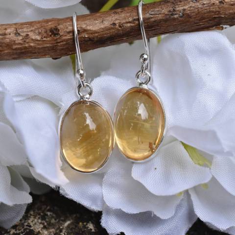 Boucles d'oreilles citrine et argent 925