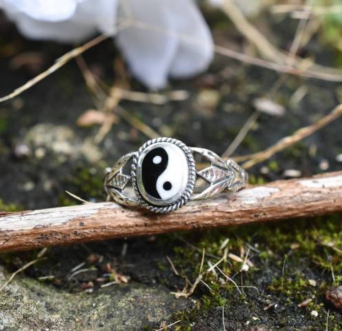 bague ying yang et argent 925 taille 60