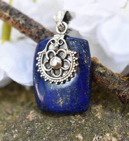 Pendentif lapis lazuli et argent 925 favorisant le bien tre intrieur