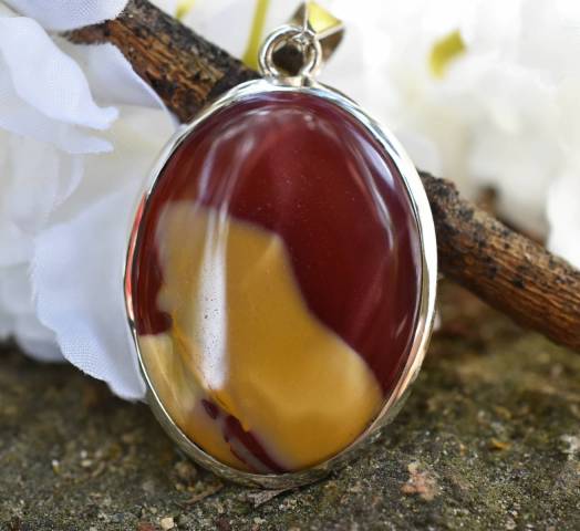 Pendentif jaspe mookaite et argent 925