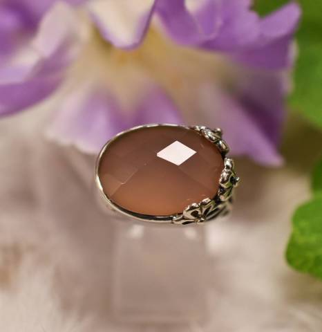 Bague quartz rose et argent 925 favorisant l'apaisement