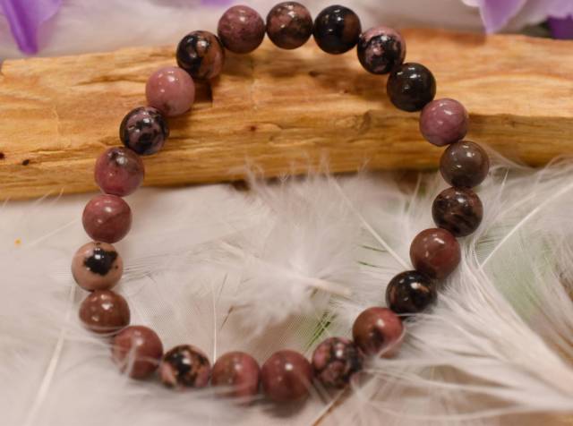 Bracelet rhodonite 8mm favorisant la tranquilit de l'esprit