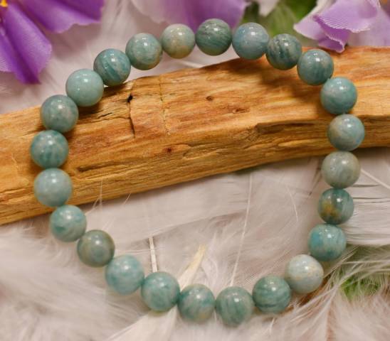 Bracelet Amazonite perles de 8mm favorisant la joie de vivre et la gaiet