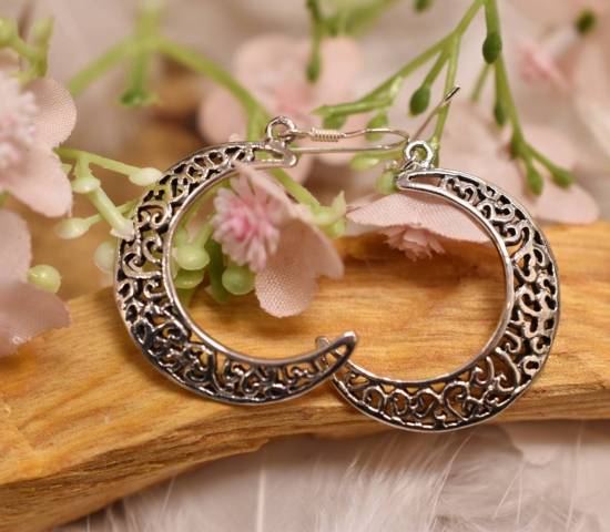 Boucles d'oreilles lune en argent 925