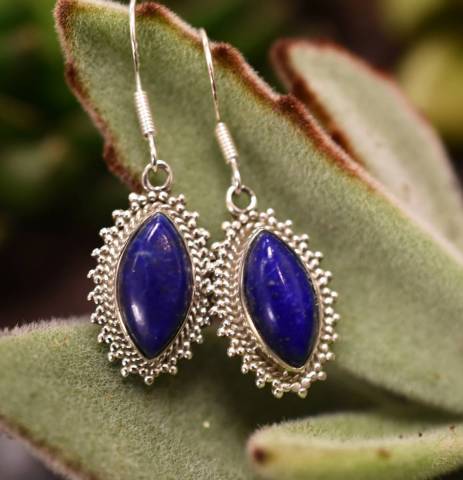 Boucles d'oreilles lapis lazuli et argent 925 favorisant le bien tre intrieur